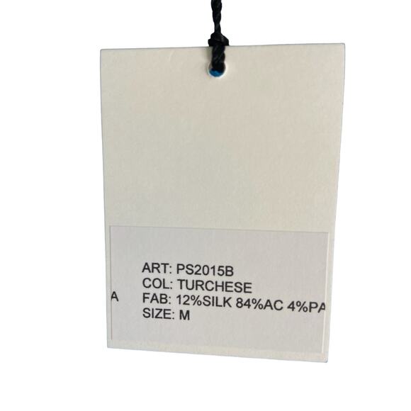 Art Dealer Floral Midi Skirt Silk Blend Satin Ruffle Hem Turquoise Size Medium - Picture 10 of 13